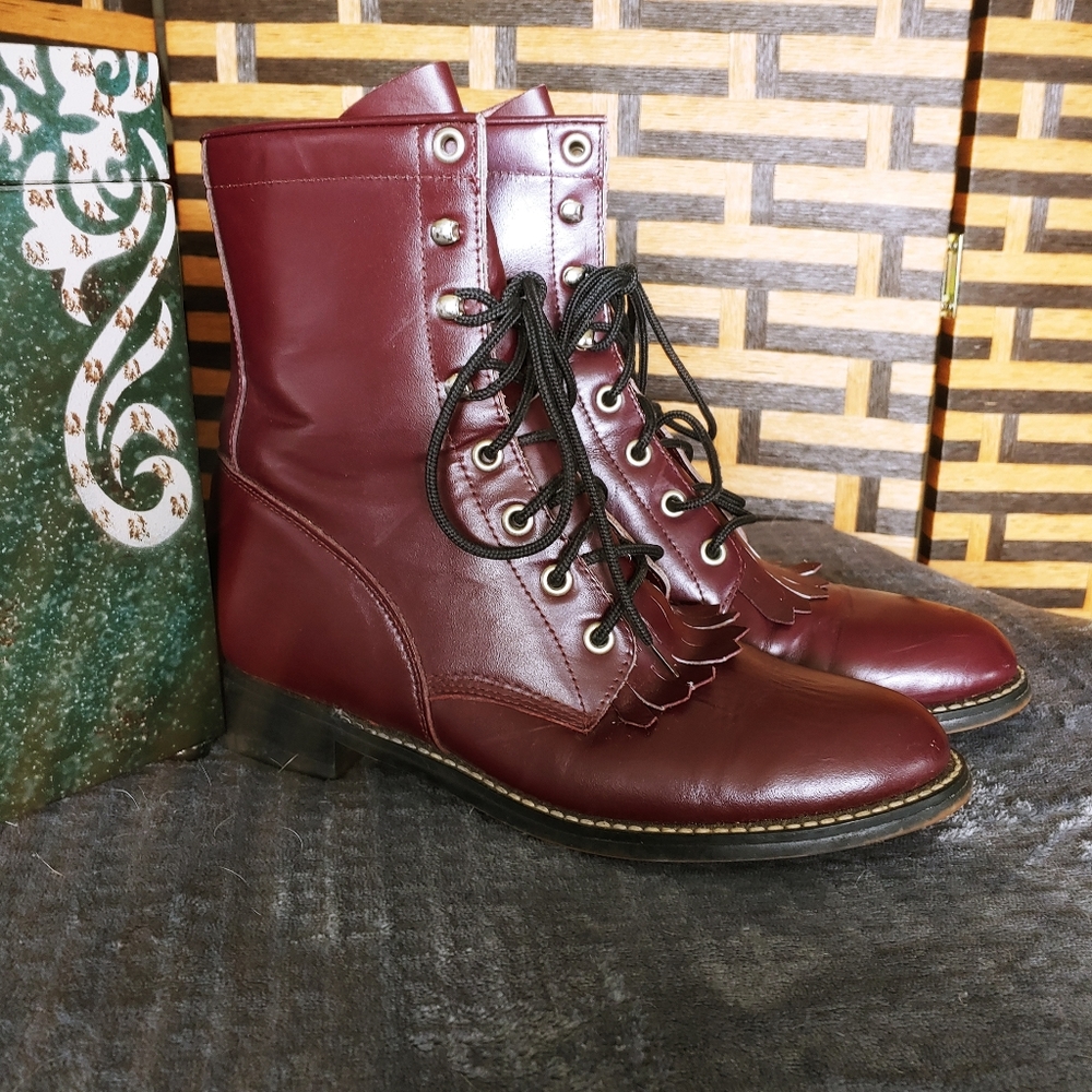 Diamond J Leather Roper Lace Up Boots◇ - Picture 12 of 13